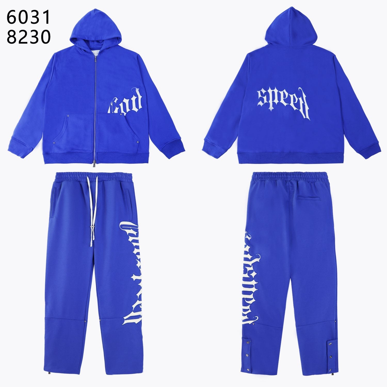 Godspeed White Gothic Zip Hoodie & Jogger Matching Set — hero