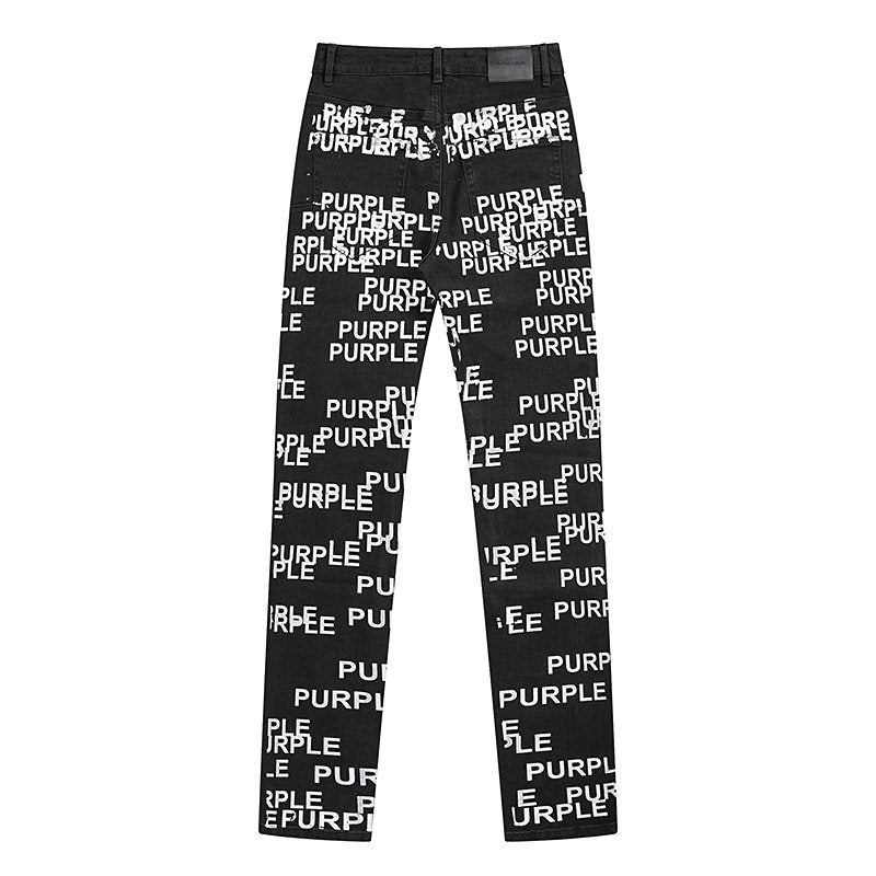 Purple Brand All-Over Wordmark Slim Tapered Jeans — back
