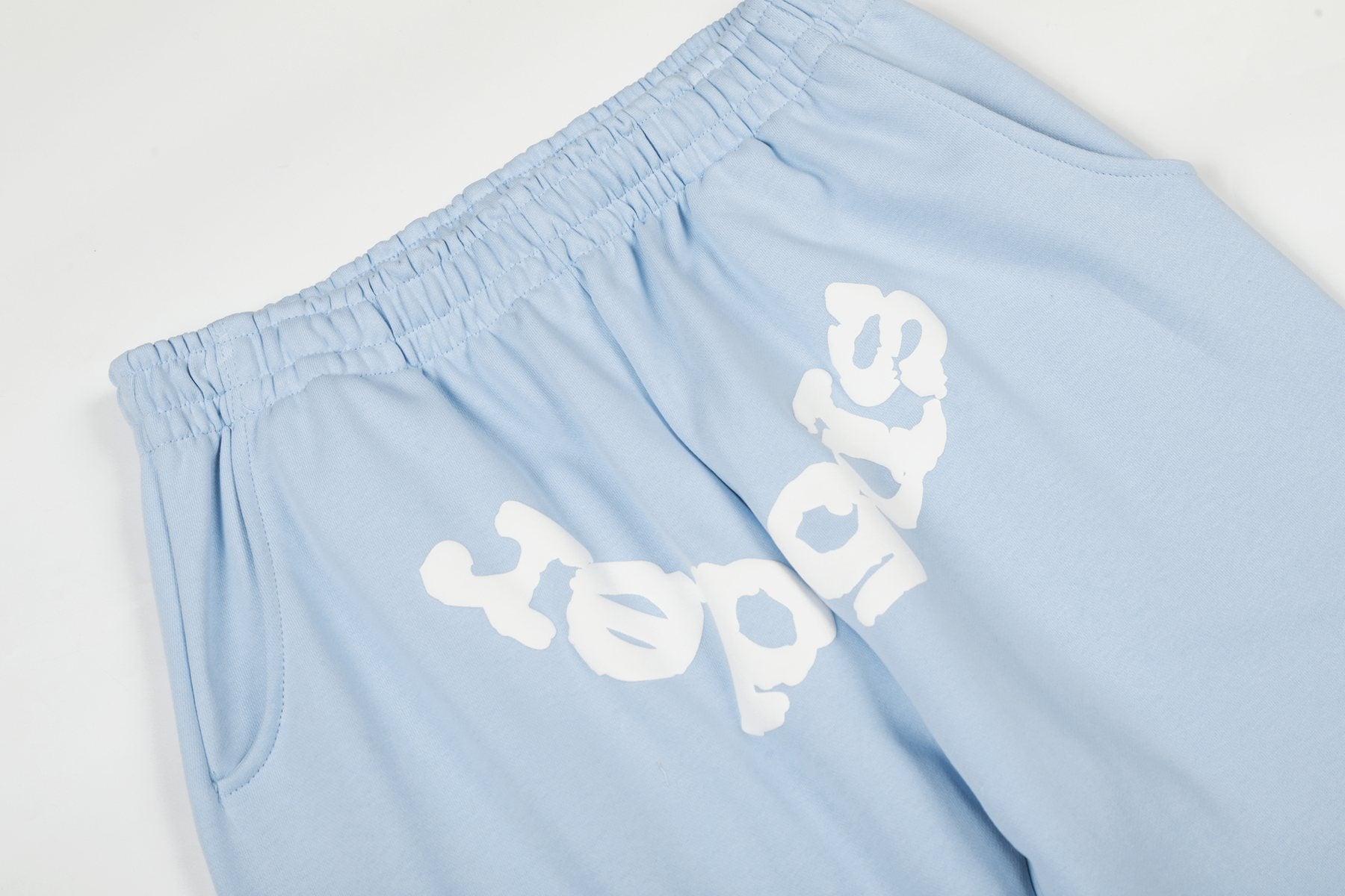 Sp5der Light Blue Spiderweb Hoodie & Sweatpants Matching Set — detail