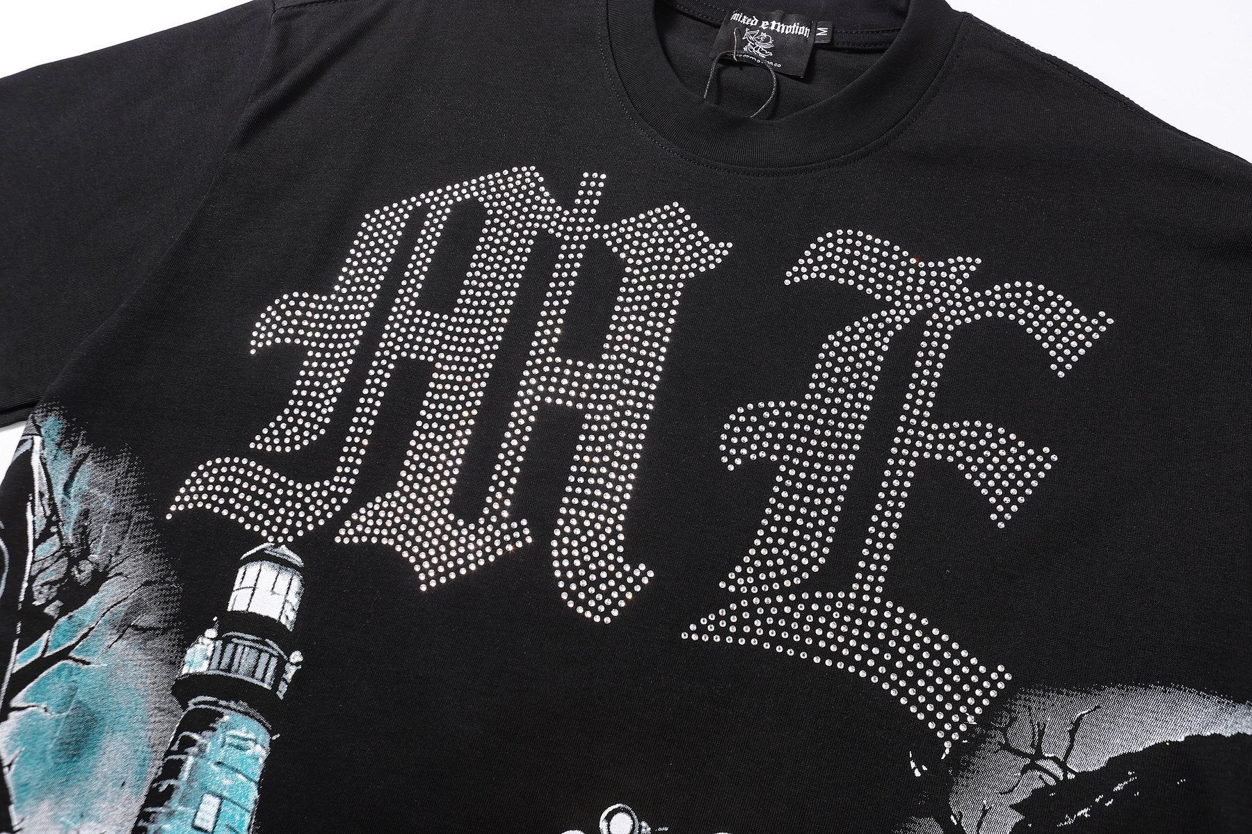 MIXED EMOTION Rhinestone-Style Graphic T-Shirt — detail