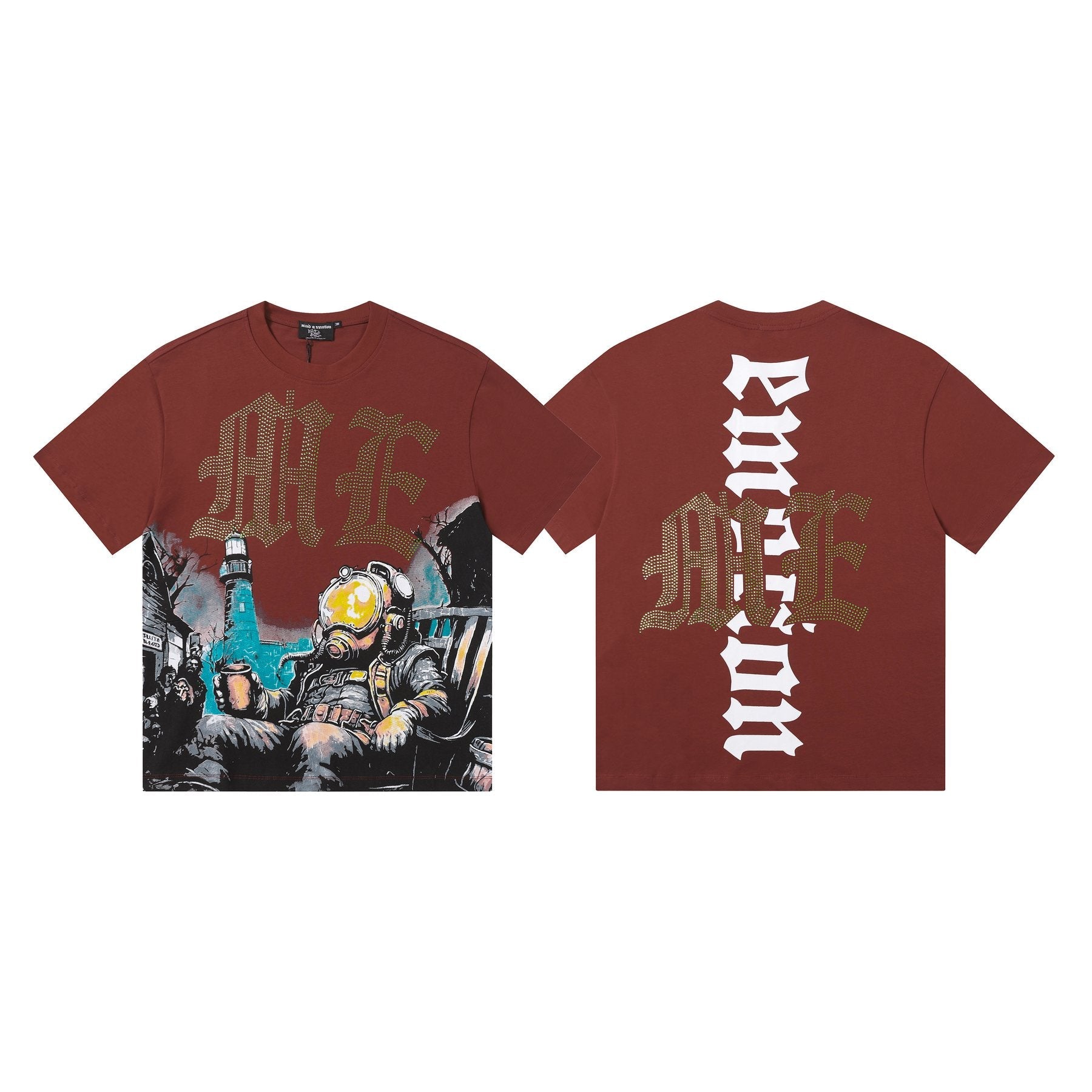 MIXED EMOTION Rhinestone-Style Graphic T-Shirt — front