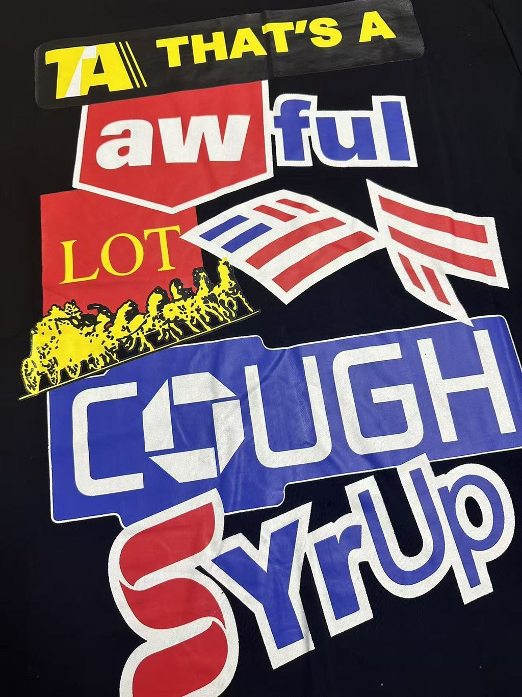 THAT'S A AWFUL LOT OF COUGH SYRUP Front & Back Graphic Short-Sleeve T-Shirt — detail
