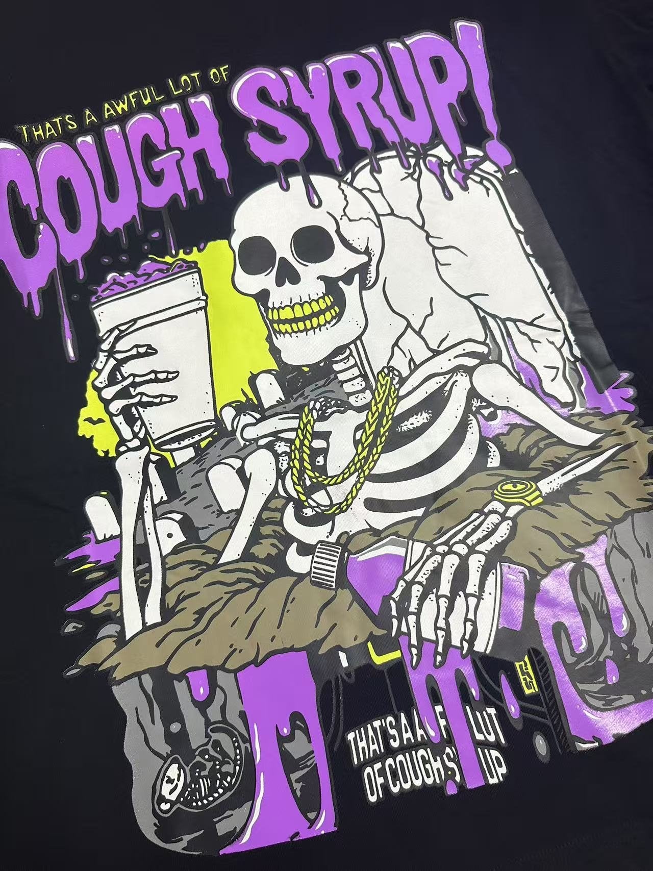 THAT'S A AWFUL LOT OF COUGH SYRUP Skeleton Graphic T-Shirt — detail