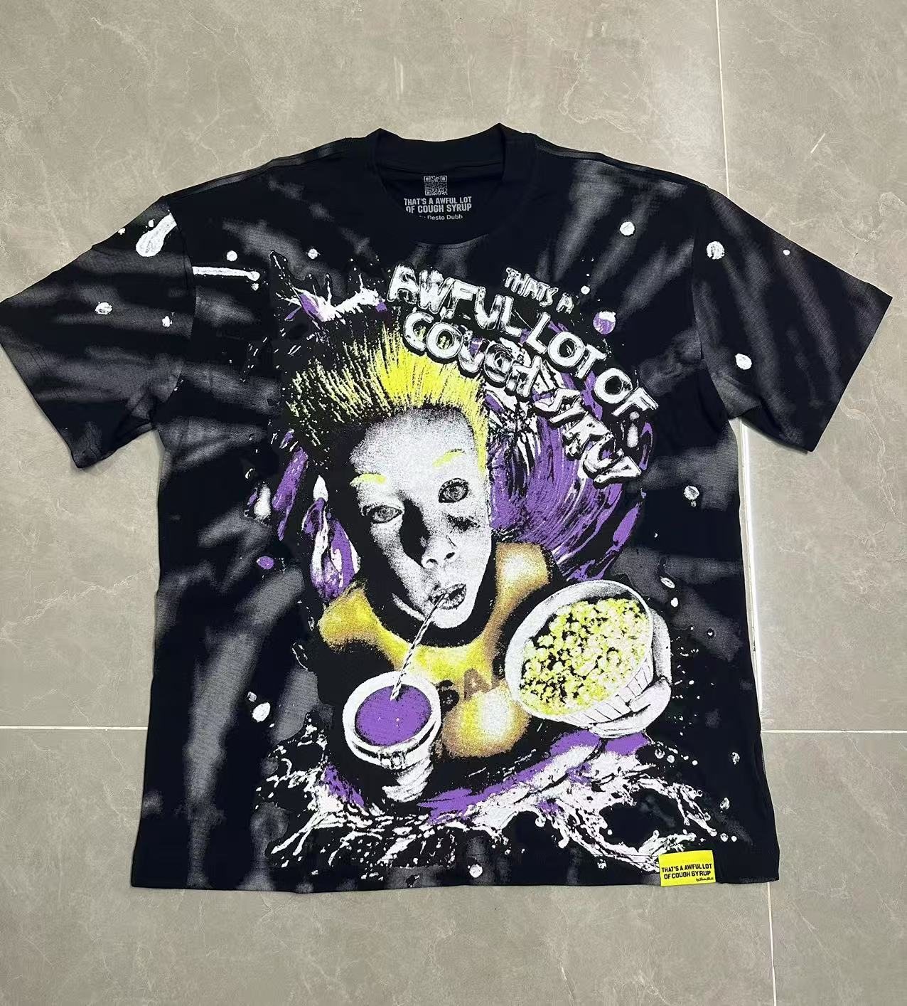 THAT'S A AWFUL LOT OF COUGH SYRUP Black Front & Back Graphic T-Shirt — front
