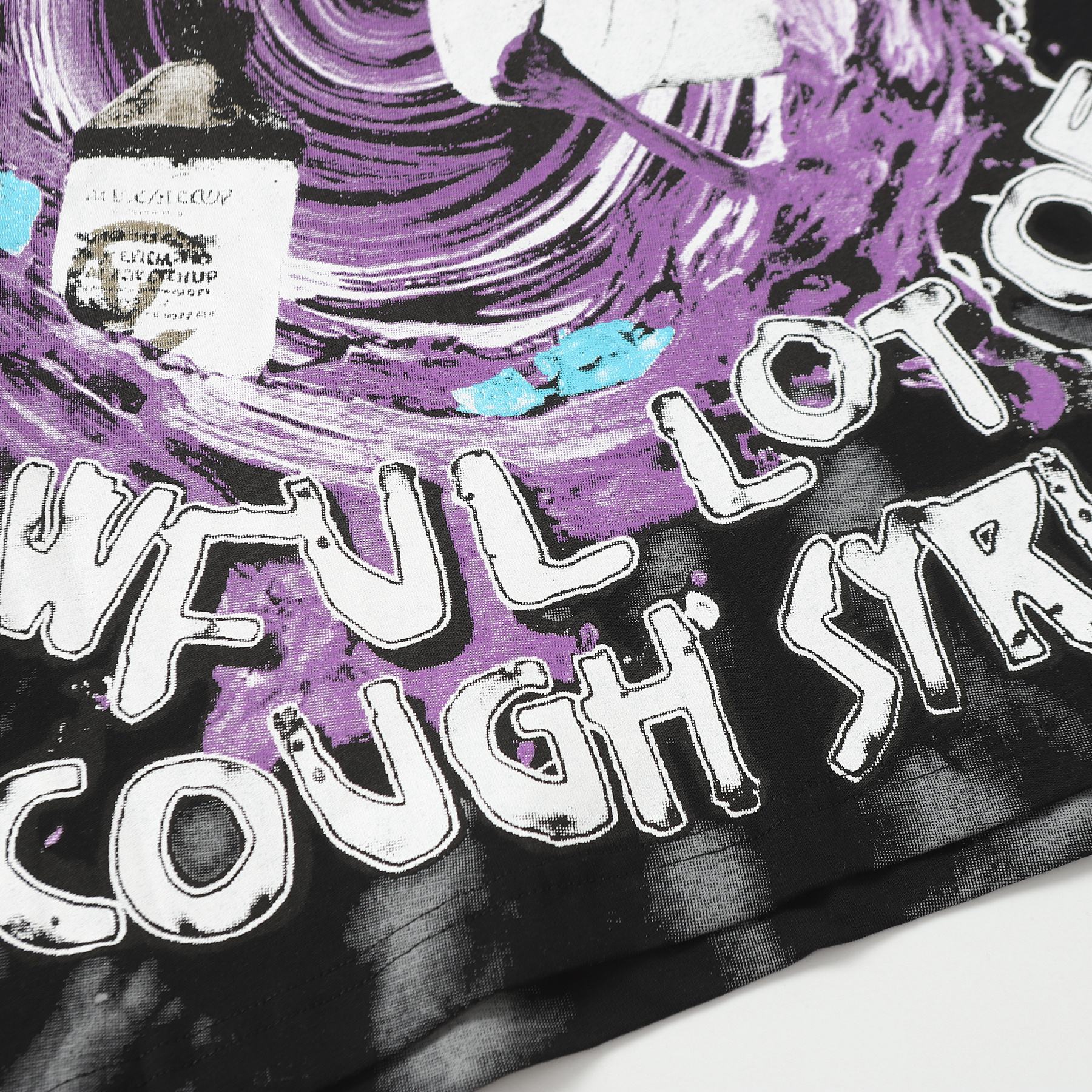 THAT'S A AWFUL LOT OF COUGH SYRUP Black Front & Back Graphic T-Shirt — detail