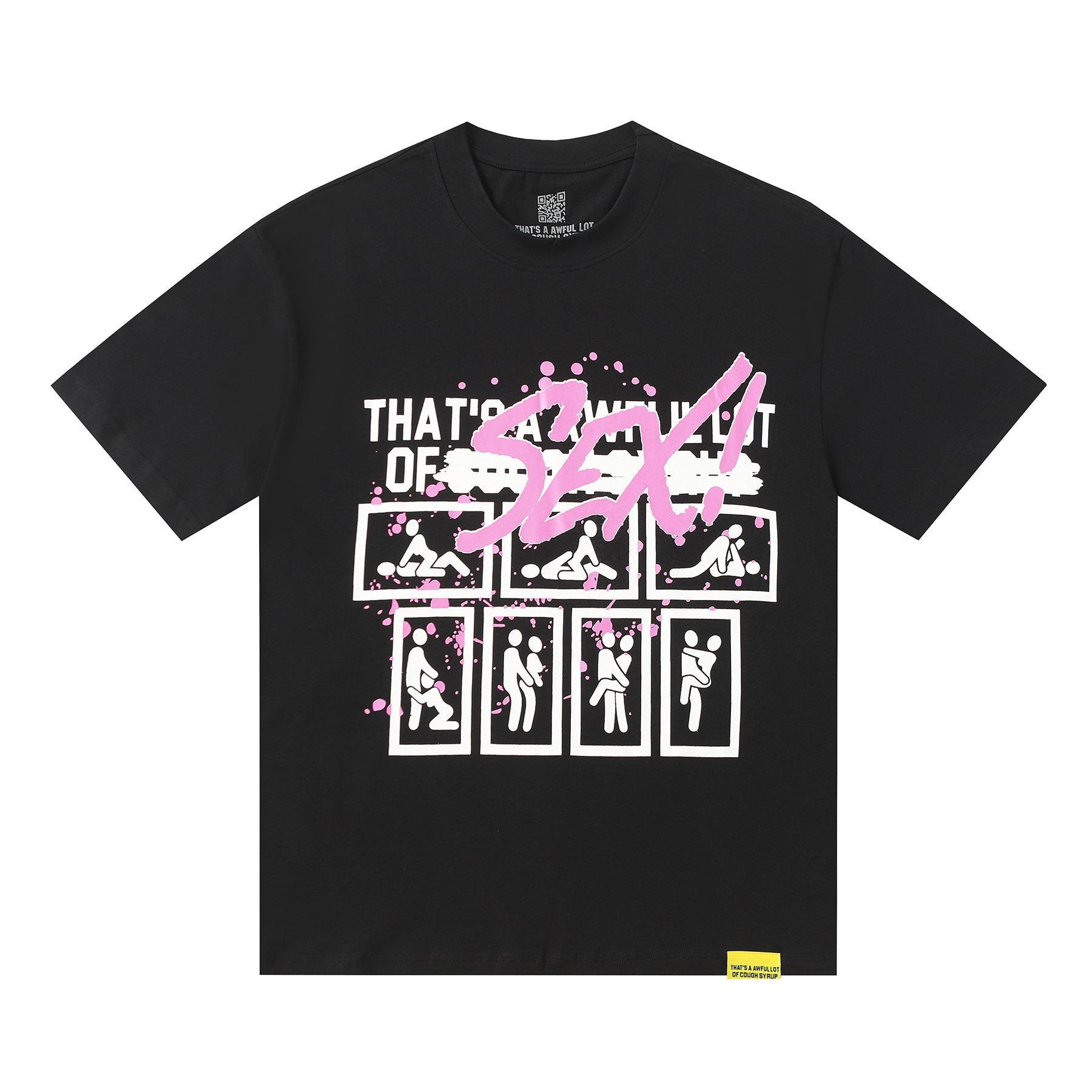 THAT'S A AWFUL LOT OF COUGH SYRUP White & Pink Graphic Short-Sleeve T-Shirt — hero