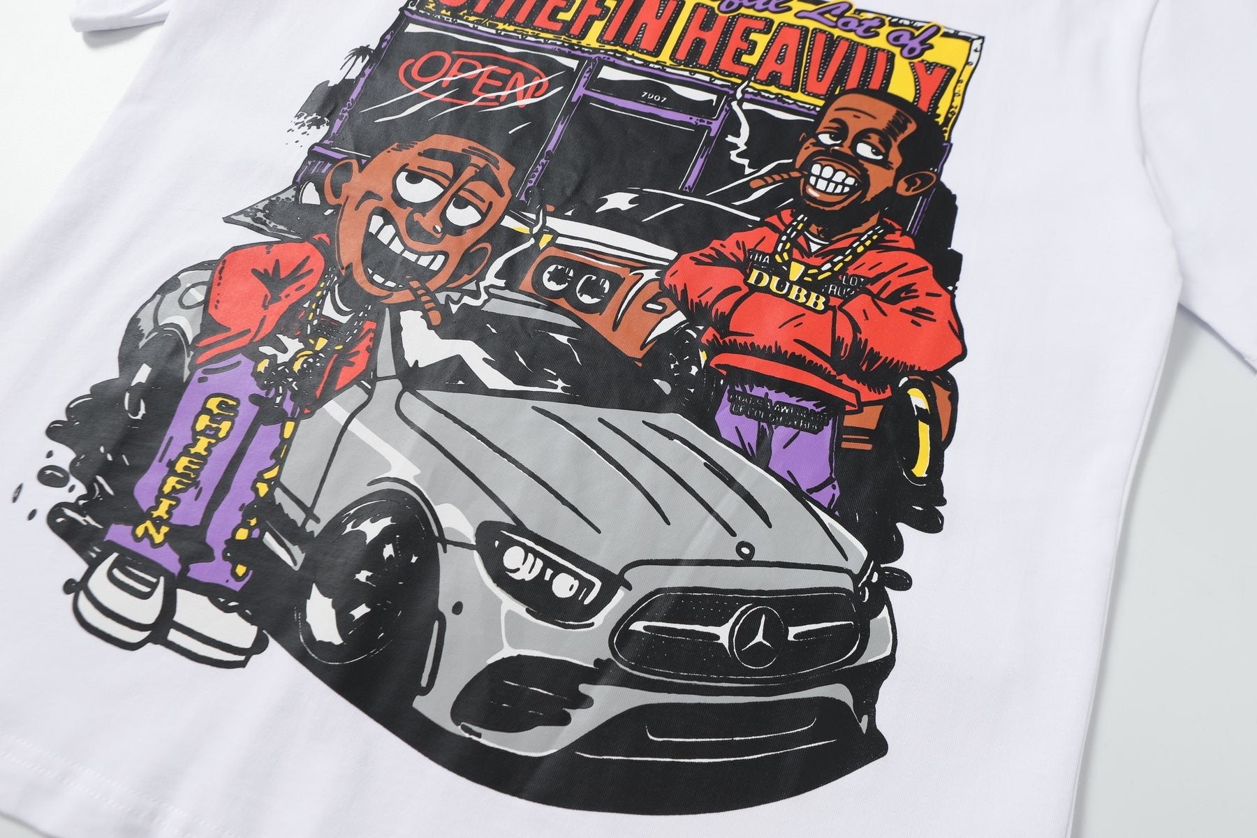 THAT'S A AWFUL LOT OF COUGH SYRUP Cartoon Car Short-Sleeve T-Shirt — detail