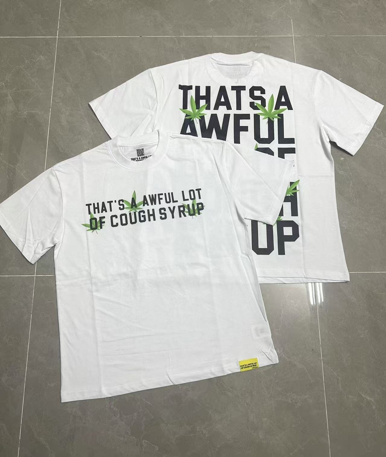 THAT'S A AWFUL LOT OF COUGH SYRUP Leaf Graphic Short-Sleeve T-Shirt — context