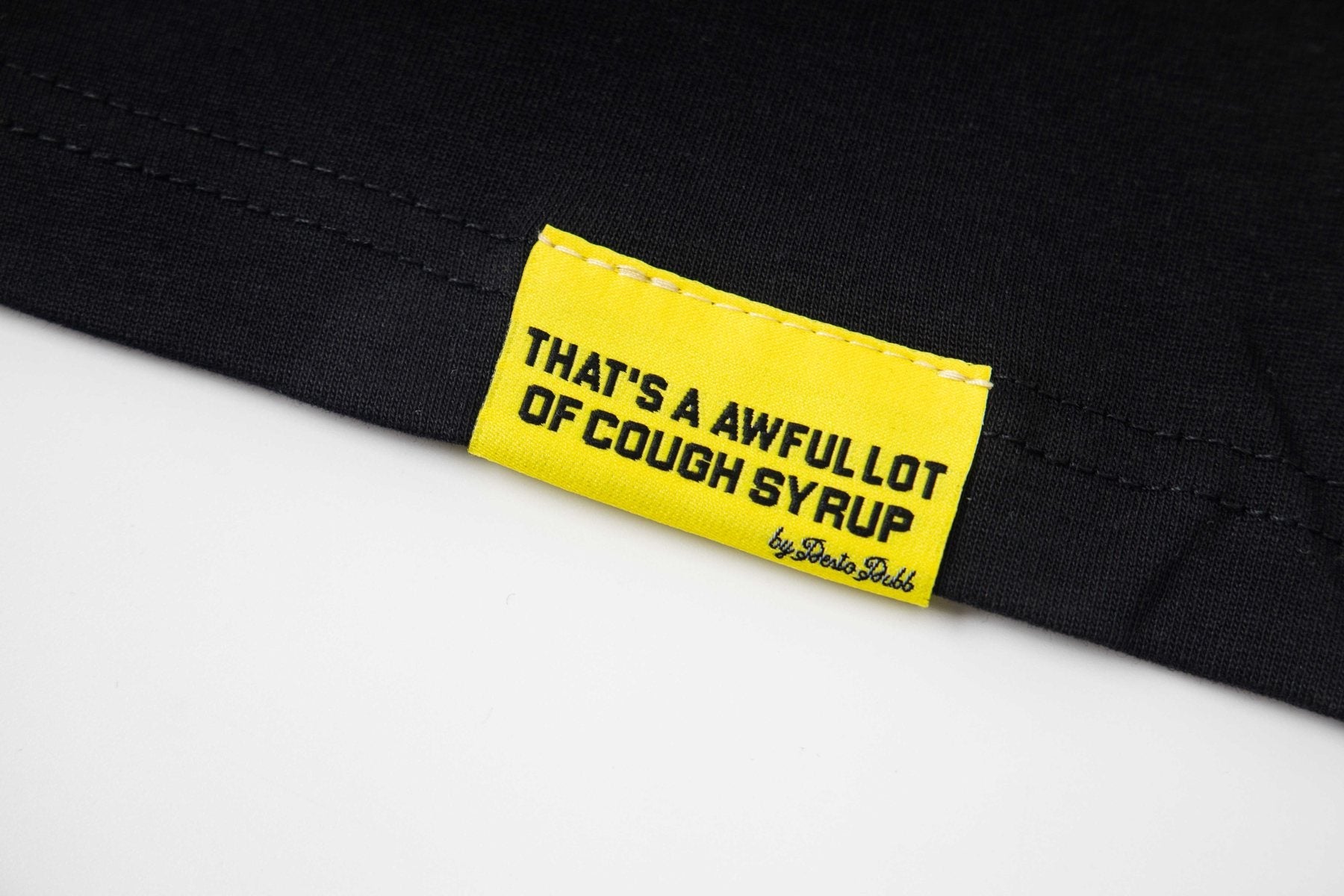 THAT'S A AWFUL LOT OF COUGH SYRUP Red/White Graphic Short-Sleeve T-Shirt — hang_tag