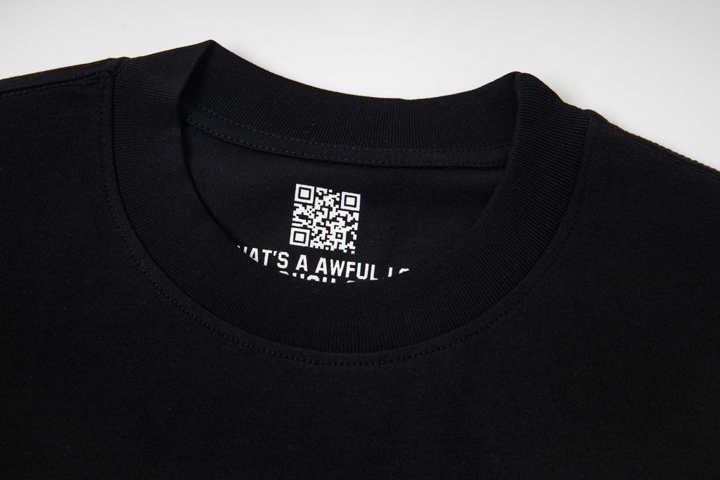 THAT'S A AWFUL LOT OF COUGH SYRUP Red/White Graphic Short-Sleeve T-Shirt — neck_label