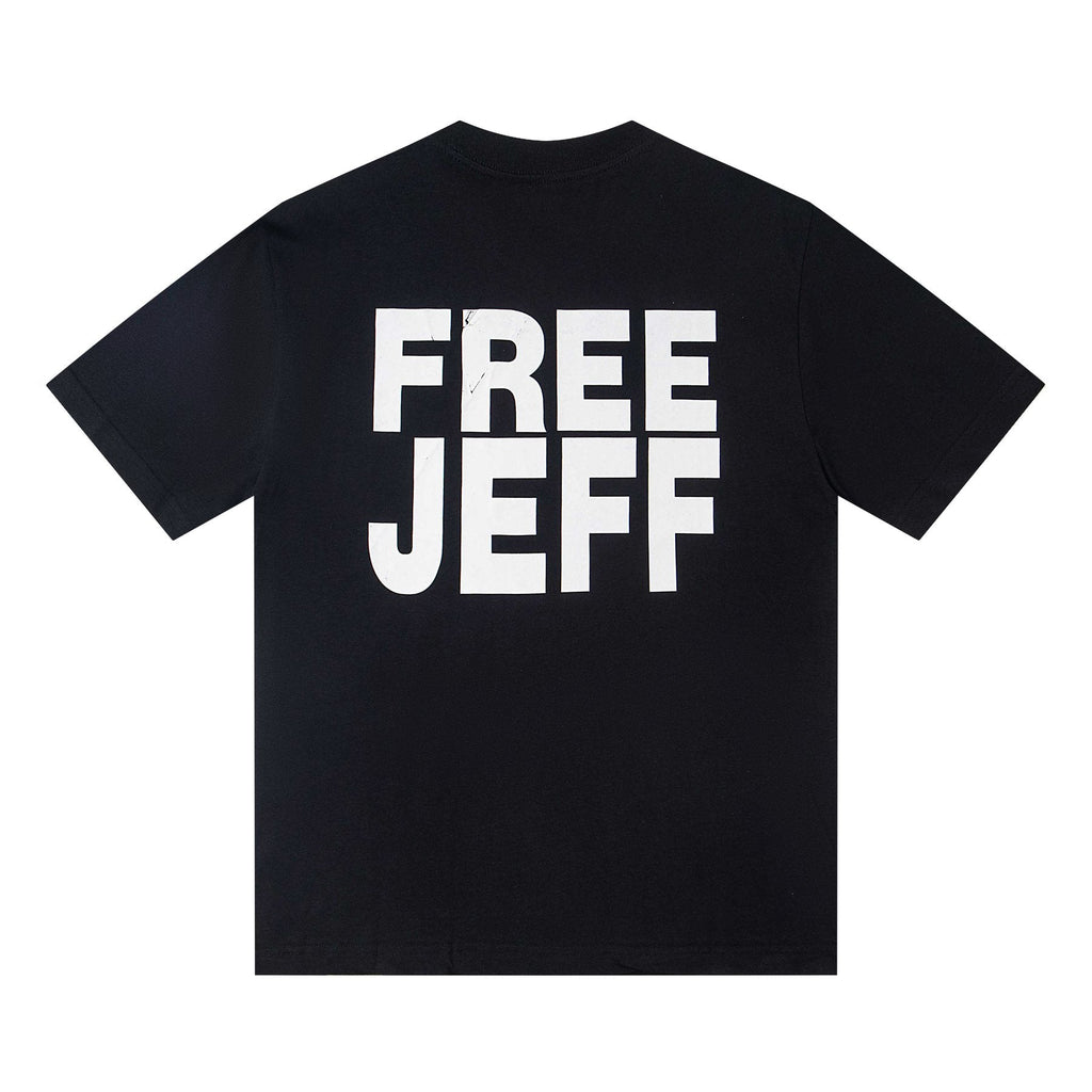 THAT'S A AWFUL LOT OF COUGH SYRUP Free Jeff Crucifix Graphic T-Shirt — back