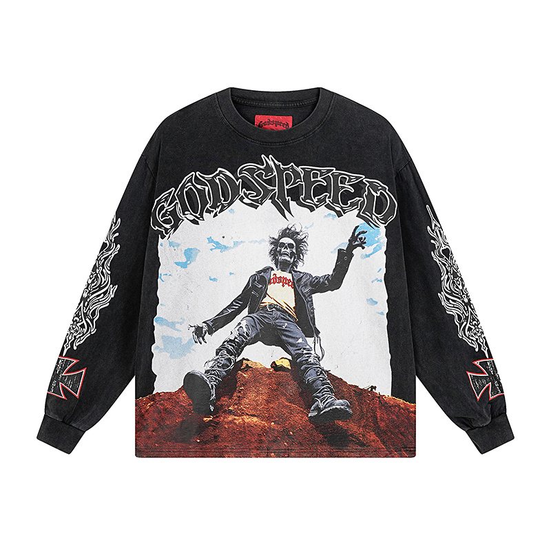 Godspeed E Pluribus Unum Washed Black Long-Sleeve T-Shirt — hero