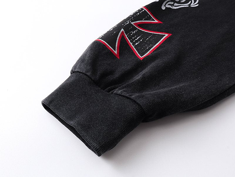 Godspeed E Pluribus Unum Washed Black Long-Sleeve T-Shirt — detail