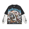 Godspeed Skull Floral Layered-Look Long-Sleeve T-Shirt — hero
