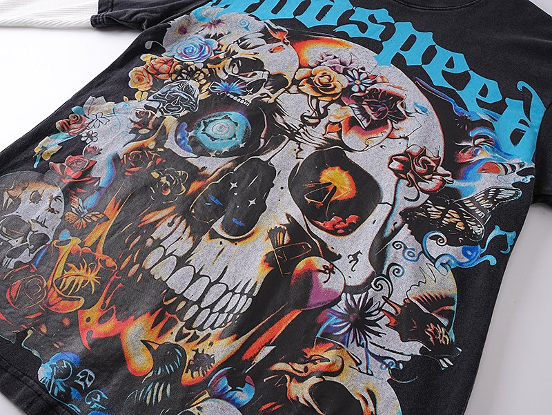Godspeed Skull Floral Layered-Look Long-Sleeve T-Shirt — detail