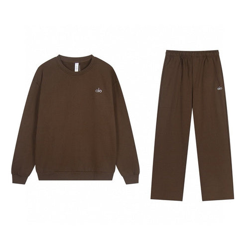 alo Small Logo Crewneck Sweatshirt & Sweatpants Matching Set — front