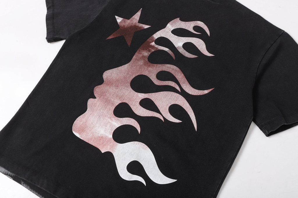 Hellstar Biker Skull Flame Graphic T-Shirt — detail