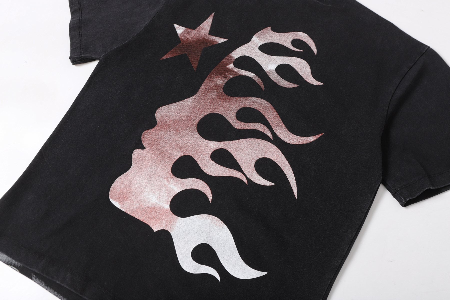 Hellstar Biker Skull Flame Graphic T-Shirt — detail