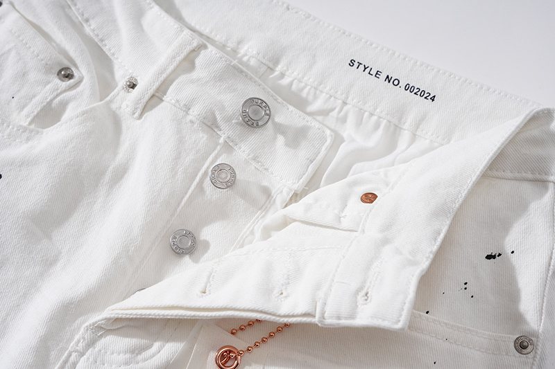 Purple Brand Paint-Splatter Distressed Jeans — detail