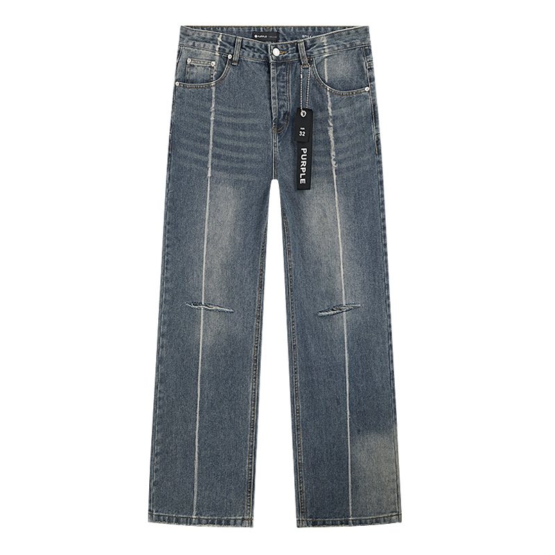 Purple Brand PU811 Washed Blue Distressed Straight-Leg Jeans — hero