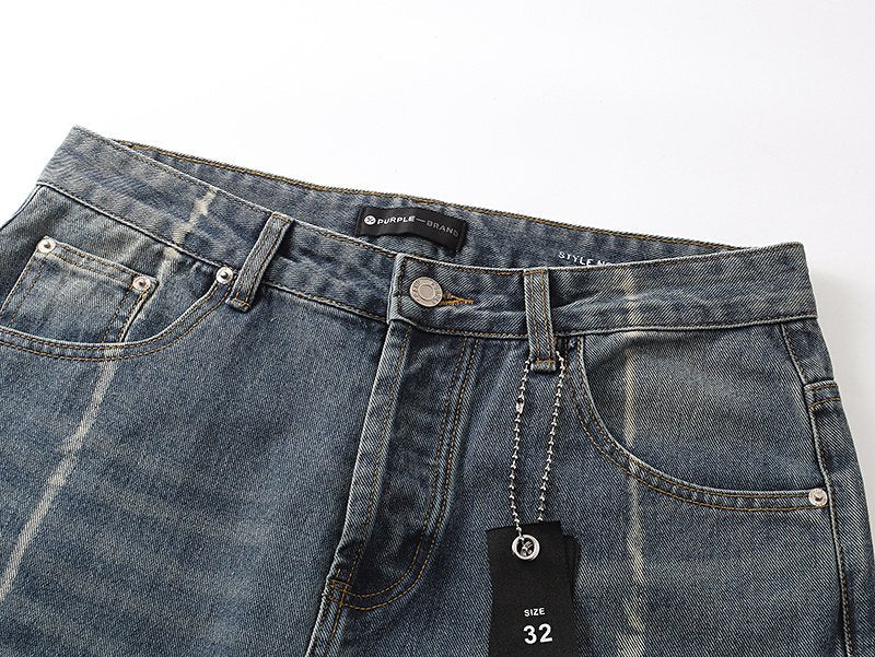 Purple Brand PU811 Washed Blue Distressed Straight-Leg Jeans — detail