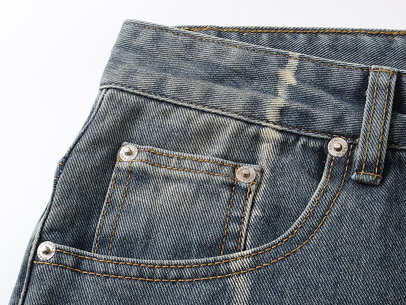 Purple Brand PU811 Washed Blue Distressed Straight-Leg Jeans — detail