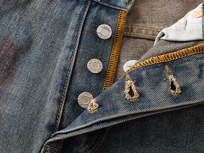 Purple Brand Distressed Blue Jeans — detail