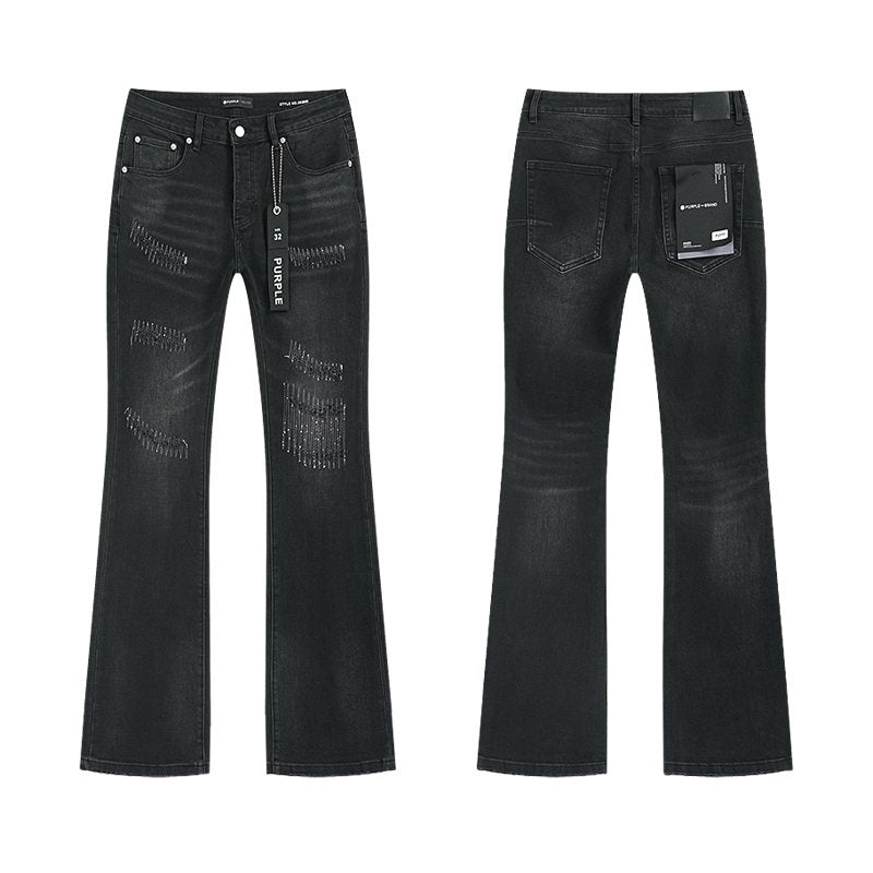 Purple Brand Black Distressed Flared Jeans — hero
