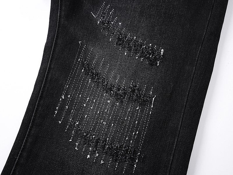 Purple Brand Black Distressed Flared Jeans — detail