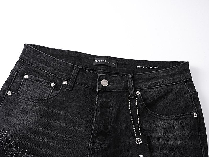Purple Brand Black Distressed Flared Jeans — detail