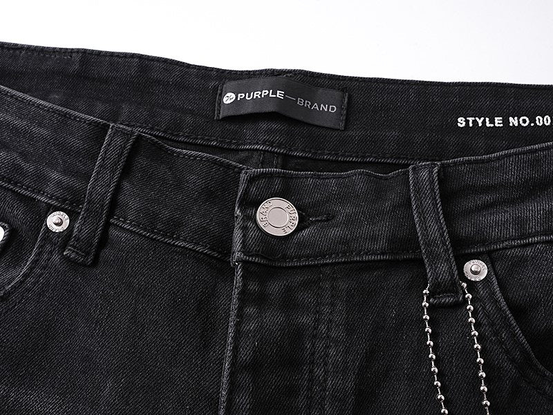Purple Brand Black Distressed Flared Jeans — detail