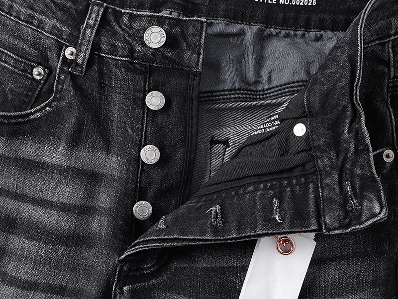 Purple Brand Washed Black Embroidered Jeans — detail