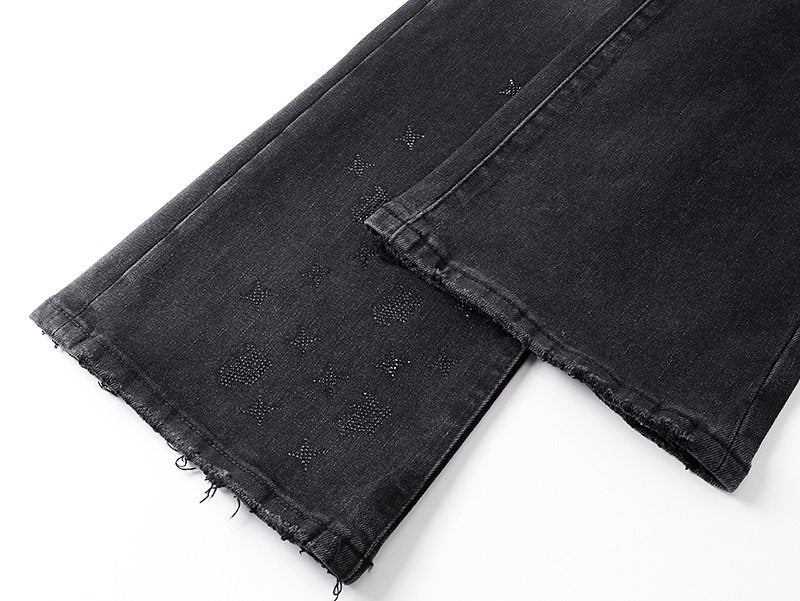 Purple Brand Rhinestone Flared Jeans — detail