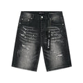 Purple Brand Distressed Paint-Splatter Denim Shorts — hero