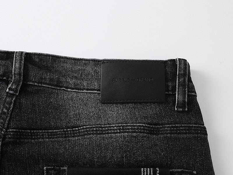 Purple Brand Distressed Paint-Splatter Denim Shorts — detail