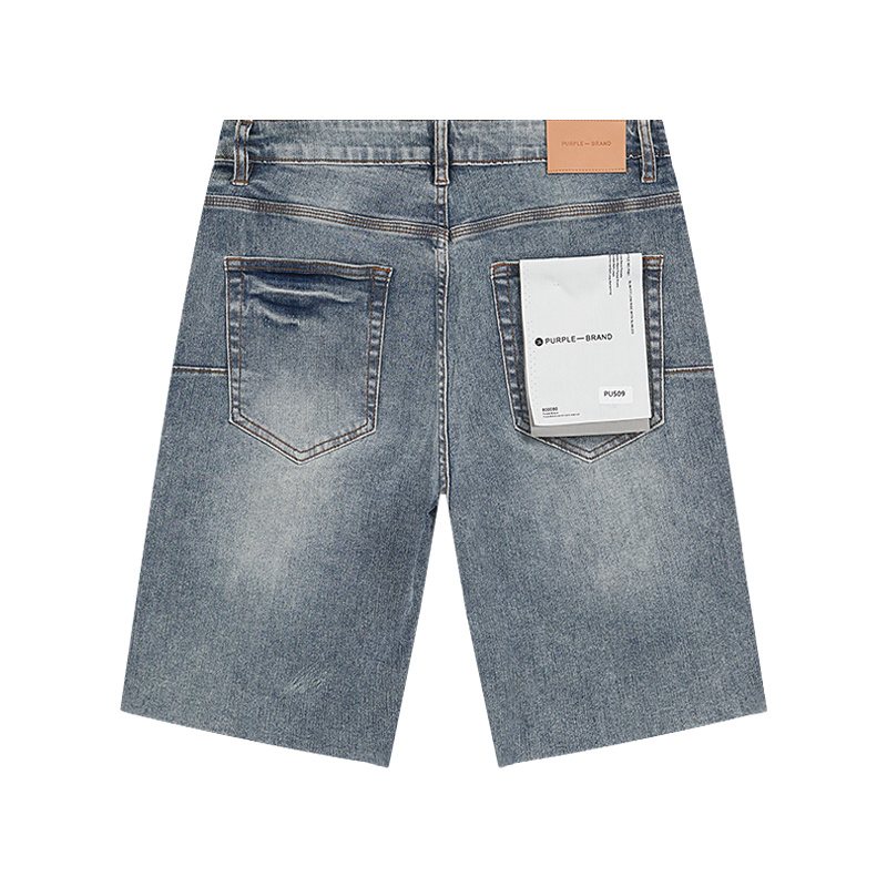 Purple Brand Blue Radiating Stripe Denim Shorts — back