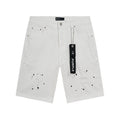 Purple Brand White Paint-Splatter Denim Shorts — hero