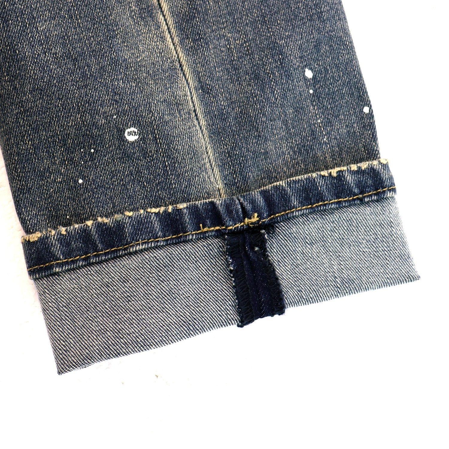 Purple Brand P001 Washed Blue Distressed Patch Jeans — detail