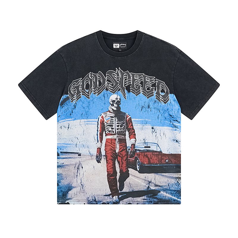 Godspeed Skeleton Racing Graphic T-Shirt — front