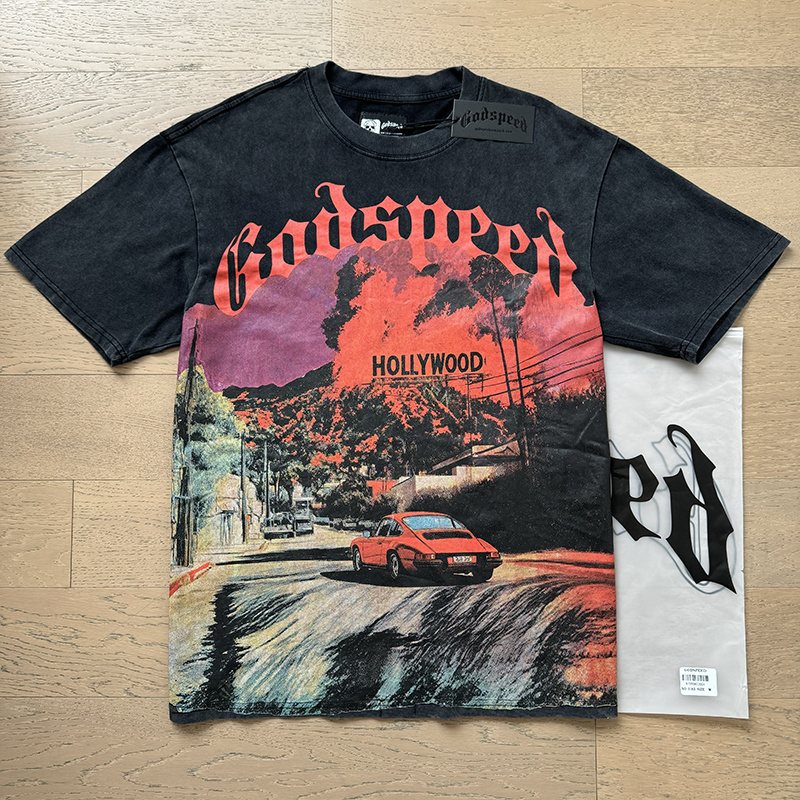 Godspeed Hollywood Car Graphic T-Shirt — context