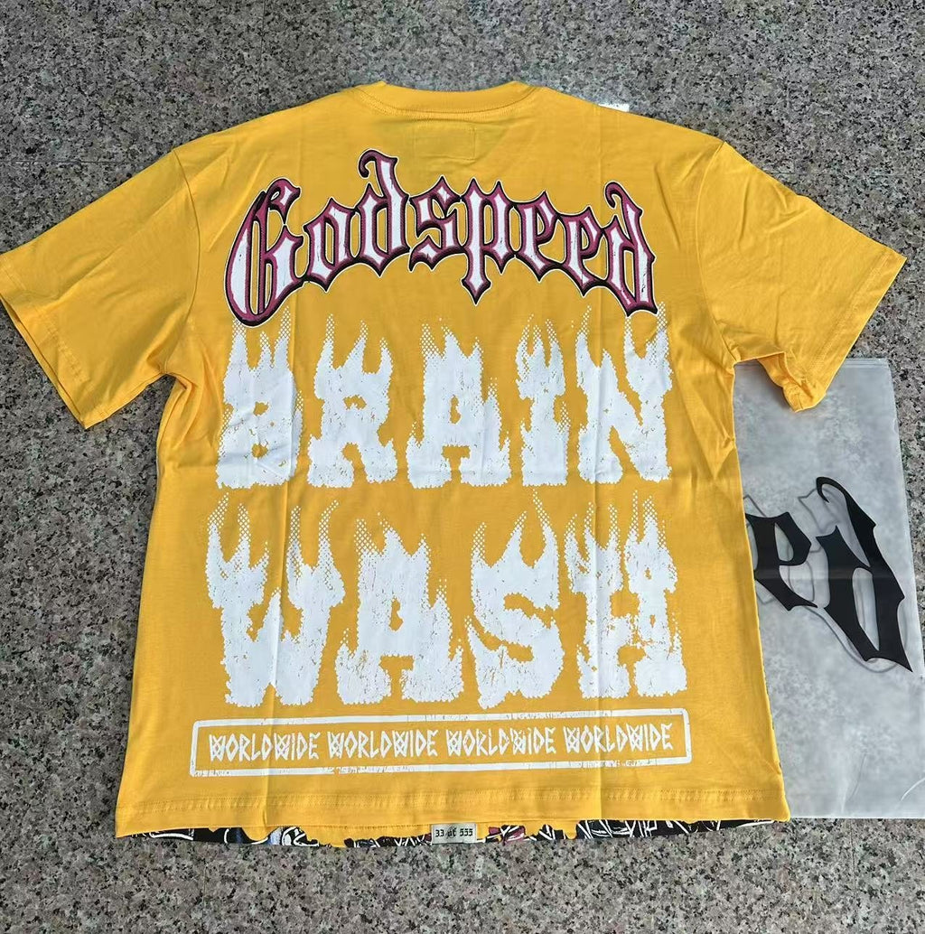 Godspeed Brain Wash Yellow Graphic T-Shirt — back