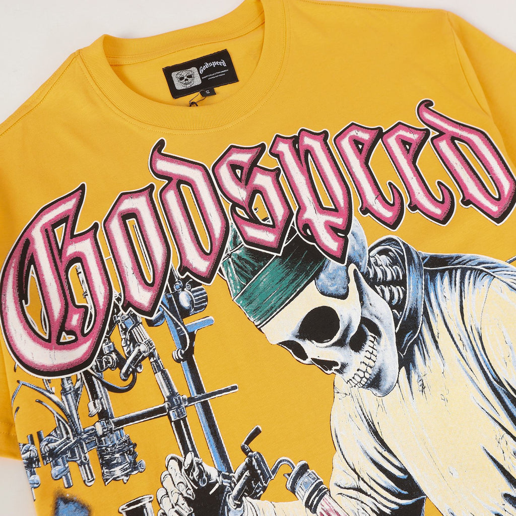 Godspeed Brain Wash Yellow Graphic T-Shirt — detail