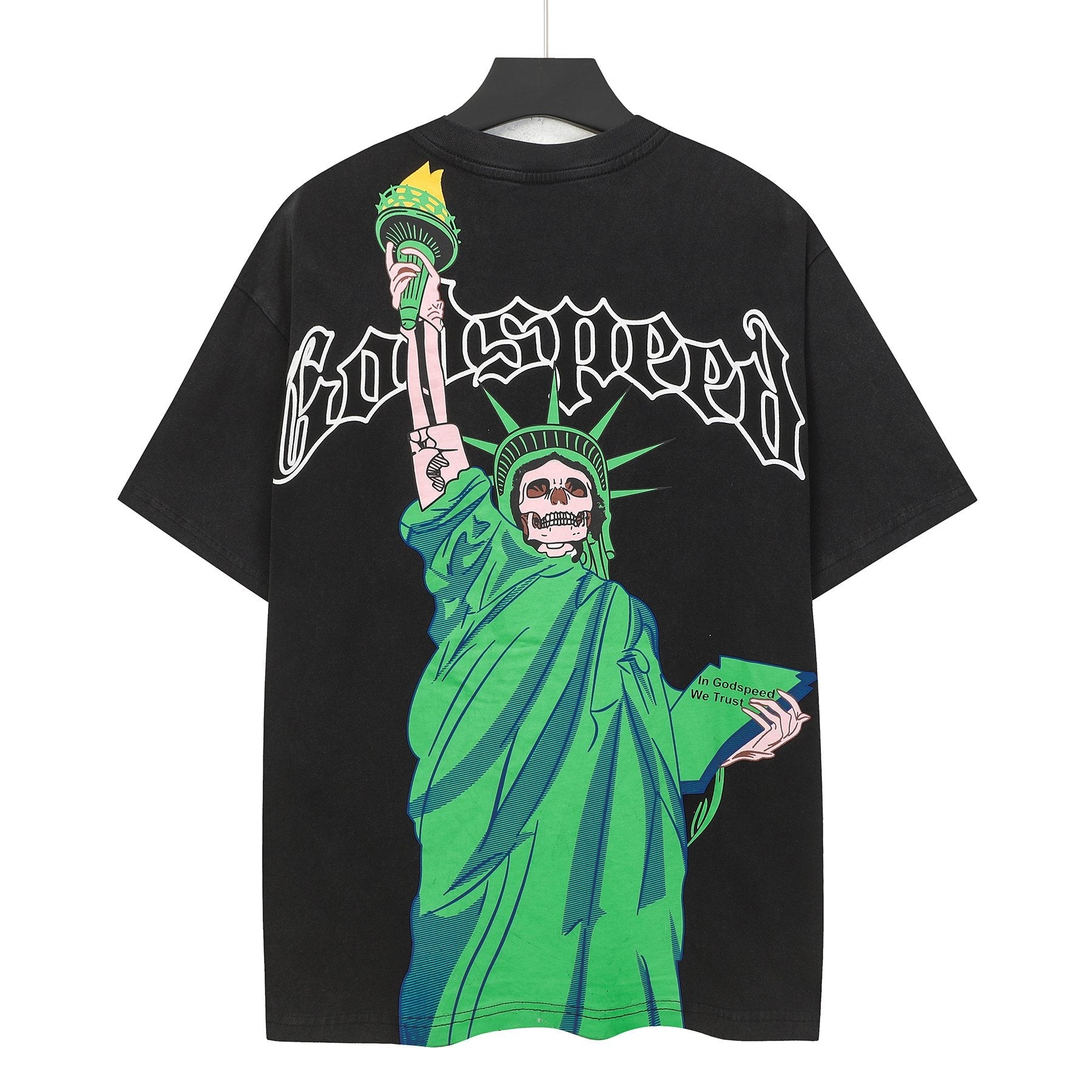 Godspeed Statue of Liberty Skull Graphic T-Shirt — hero