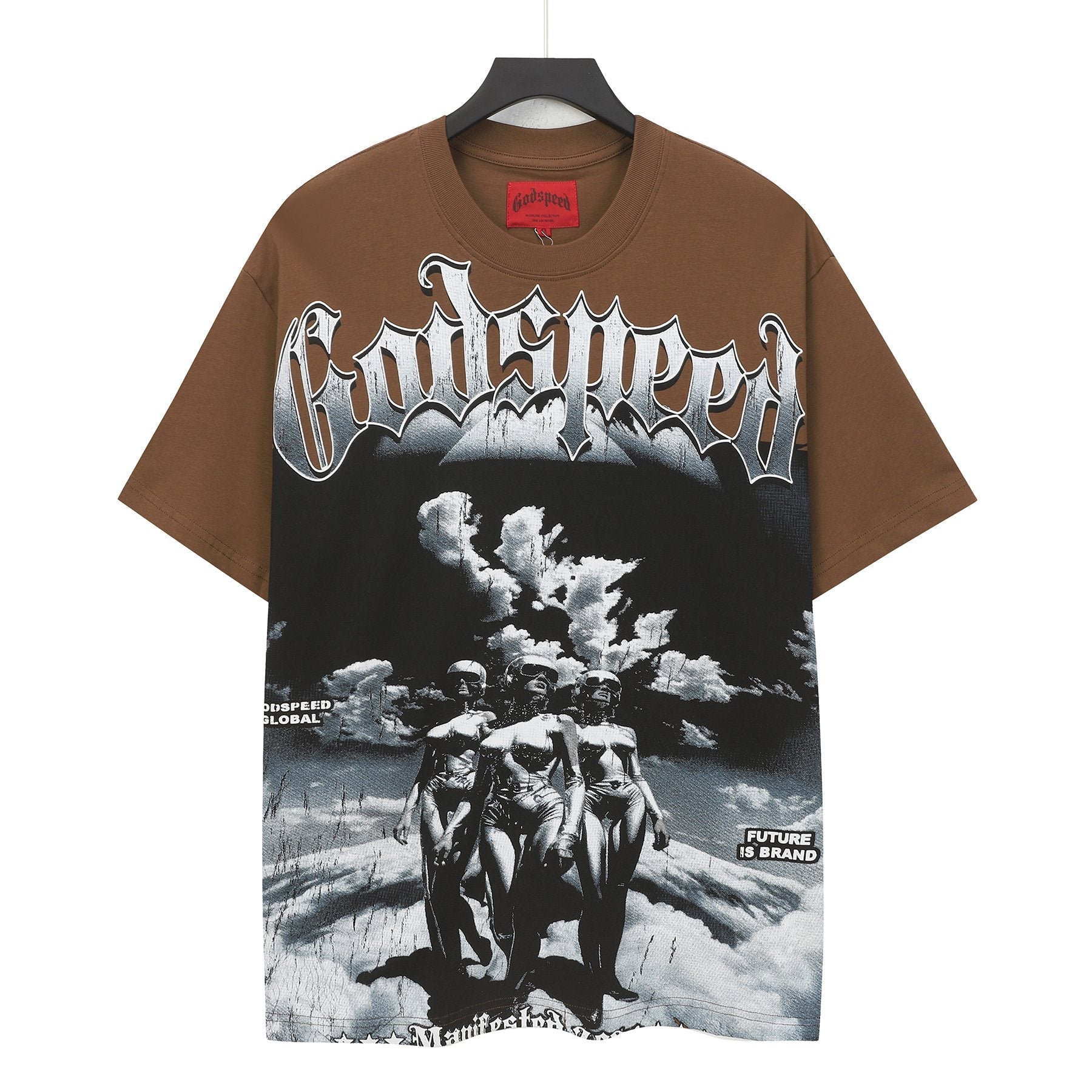 Godspeed Our Future Our Youth Brown Graphic T-Shirt — front