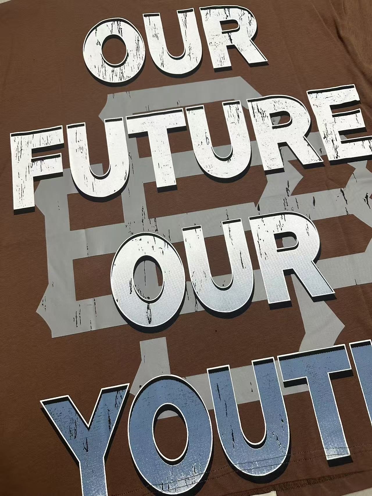 Godspeed Our Future Our Youth Brown Graphic T-Shirt — detail