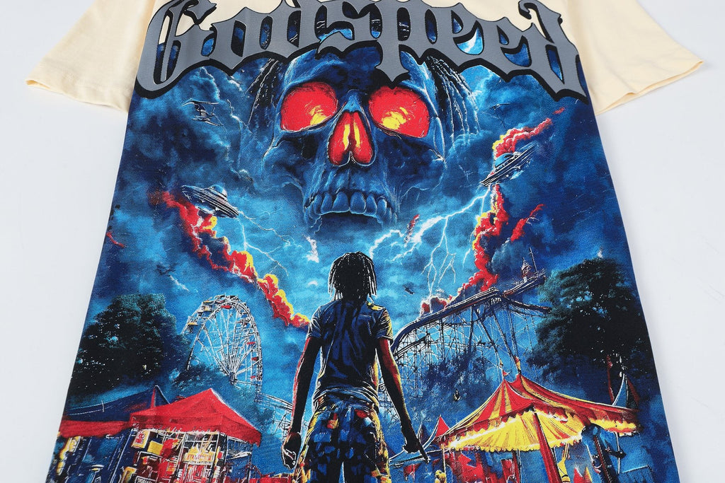 Godspeed A Realized Game World Skull Graphic T-Shirt — detail