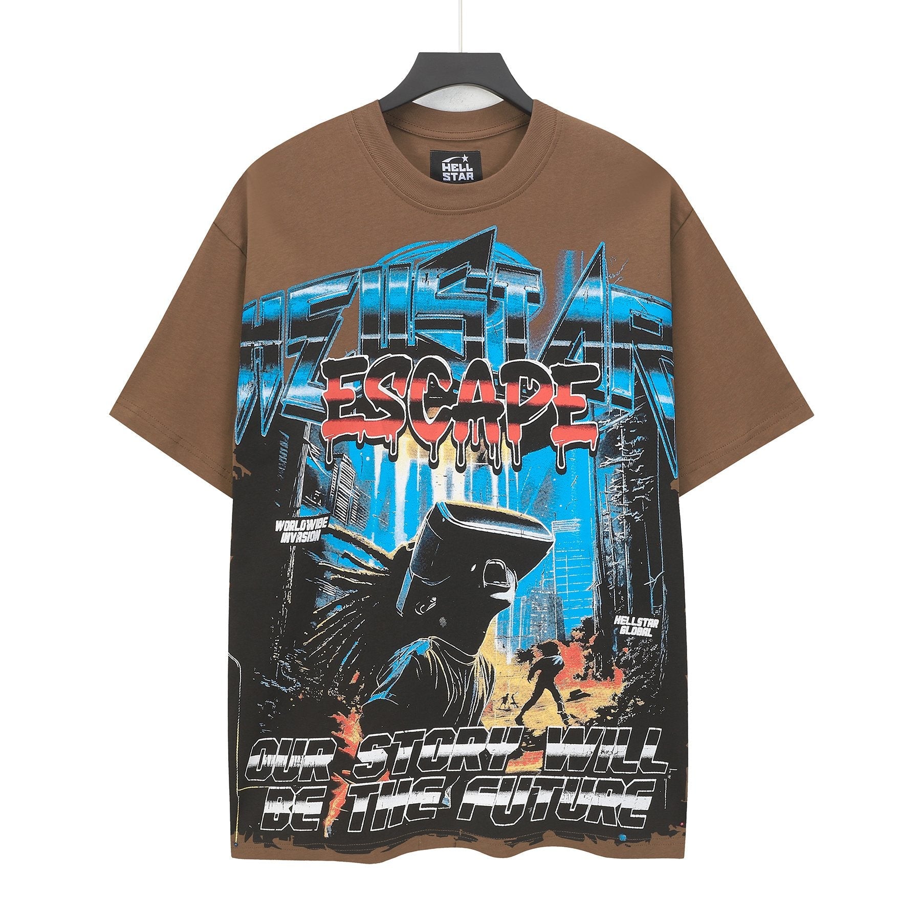Hellstar Path to Paradise Brown Graphic T-Shirt — front