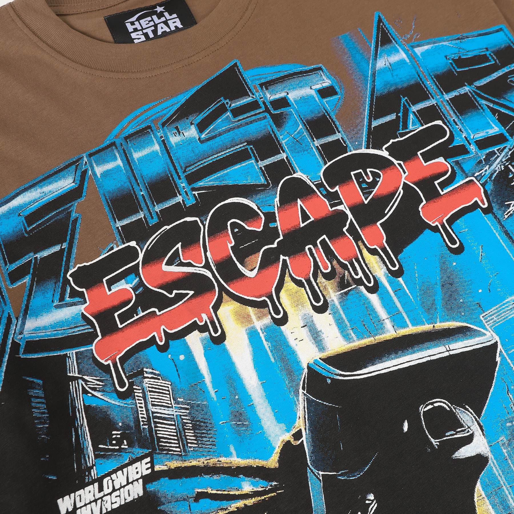 Hellstar Path to Paradise Brown Graphic T-Shirt — detail