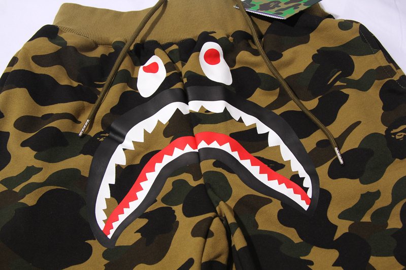 BAPE Shark Face Camouflage Drawstring Shorts — front