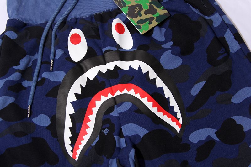 BAPE Shark Face Camouflage Drawstring Shorts — front